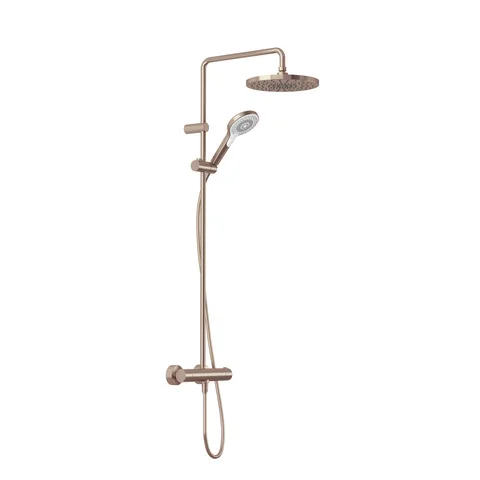 Kludi-DIVE Thermostat Dual Shower System Brushed Bronze PVD, Wandmontage, DN 15, 3 Strahlarten Body/Hair/Skin, Durchflussmenge 15 l/min., höhenverstellbare Handbrausehalterung