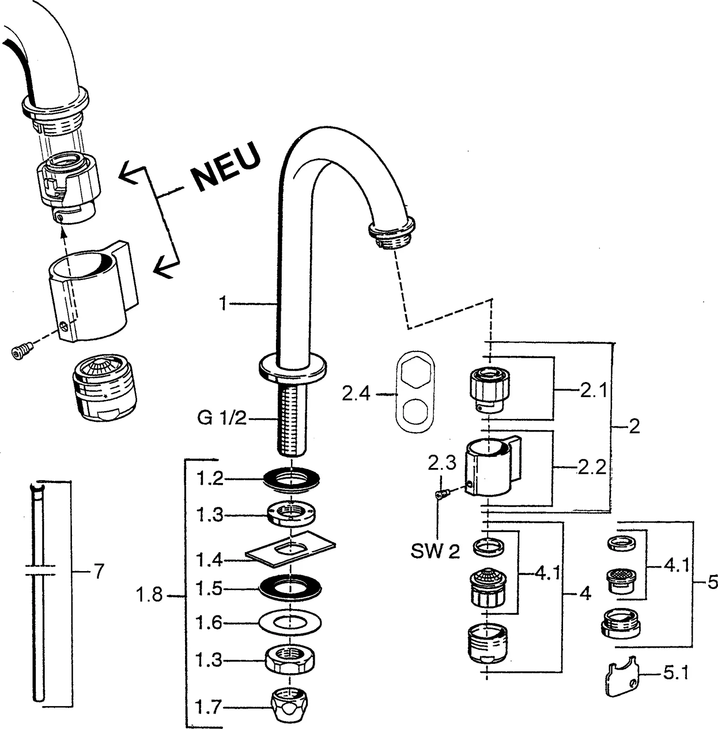 HansaNOVA Einhebelmischer Waschtischbatterie HansaNOVA 0093 Ausladung 93 mm DN15 Chrom