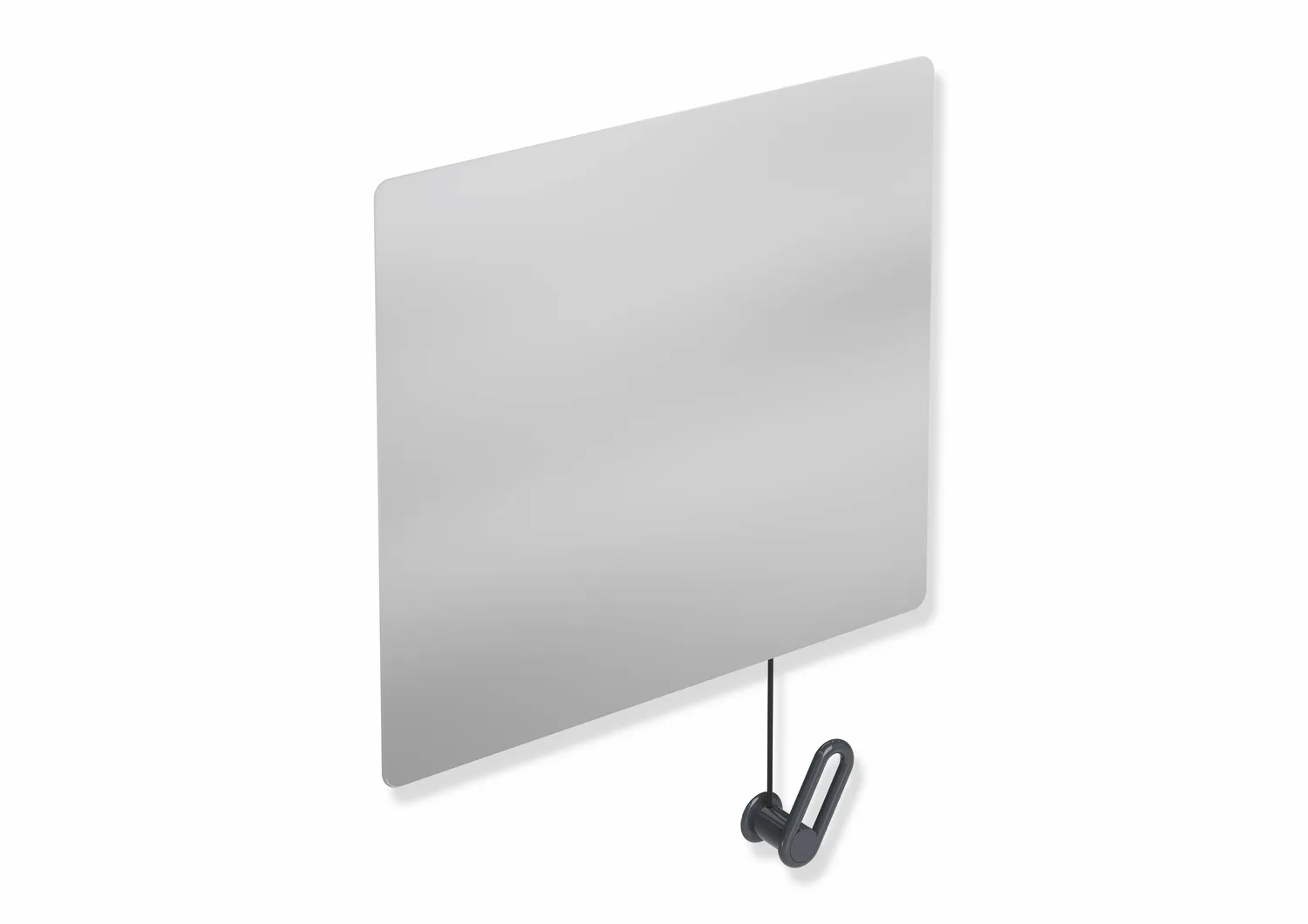 HEWI Kippspiegel der Serie 801, Kristallspiegel mit Splitterschutzfolie, anthrazitgrau, 599x540 mm