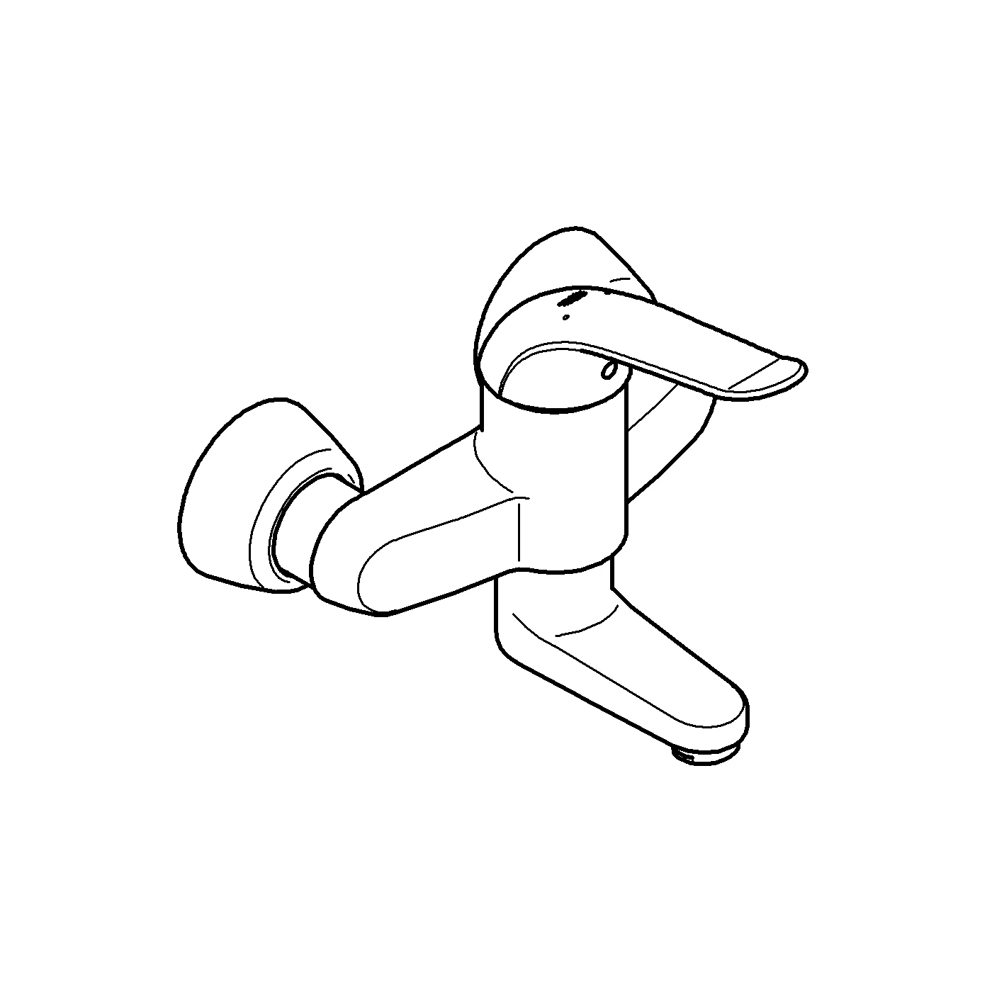 Einhand-Waschtischbatterie Euroeco Special 32770, Wandmontage, Ausladung 157 mm, 46 mm Keramikkartusche, Hebellänge 120 mm, chrom