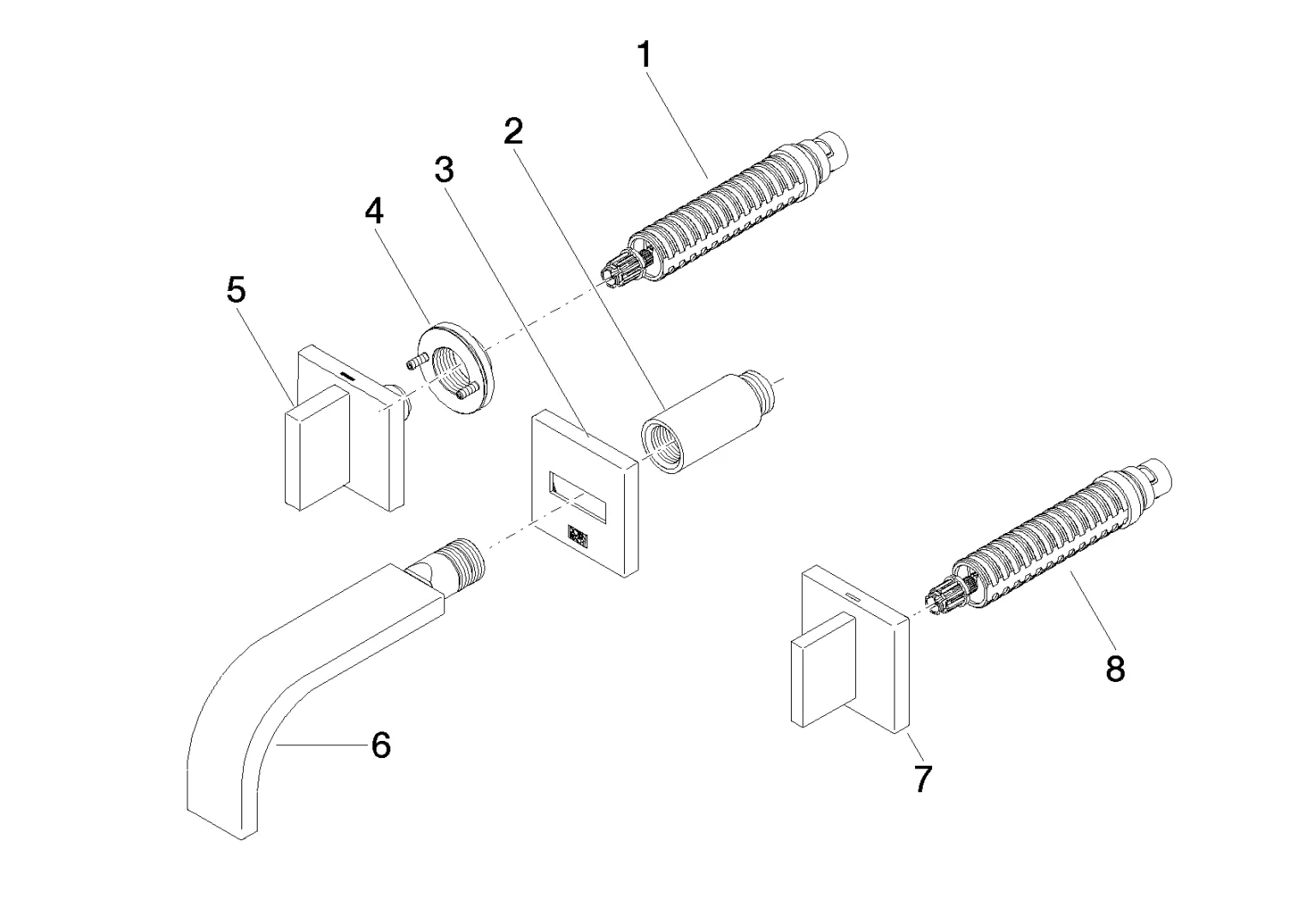 Dornbracht MEM Waschtisch-Wandbatterie ohne Ablaufgarnitur Chrom Dornbracht MEM Waschtisch-Wandbatterie ohne Ablaufgarnitur Chrom