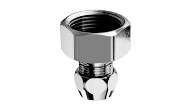 Wasserzähler-Verschraubung, DN 20 G 3/4 IG, Ø 10 mm (DN 10 G 3/8 AG), chrom