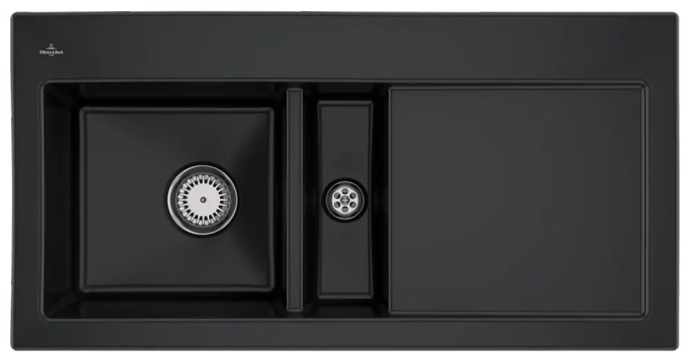 Villeroy & Boch Einbau-Küchenspülbecken „Subway“ 60 1000 × 510 × 220 mm, für Becken links in Pure Black