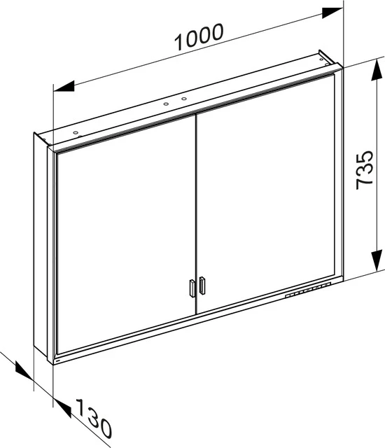 KEUCO ROYAL LUMOS Spiegelschrank Wandvorbau 2-türig lange Tür silber-eloxiert KEUCO ROYAL LUMOS Spiegelschrank Wandvorbau 2-türig lange Tür silber-eloxiert