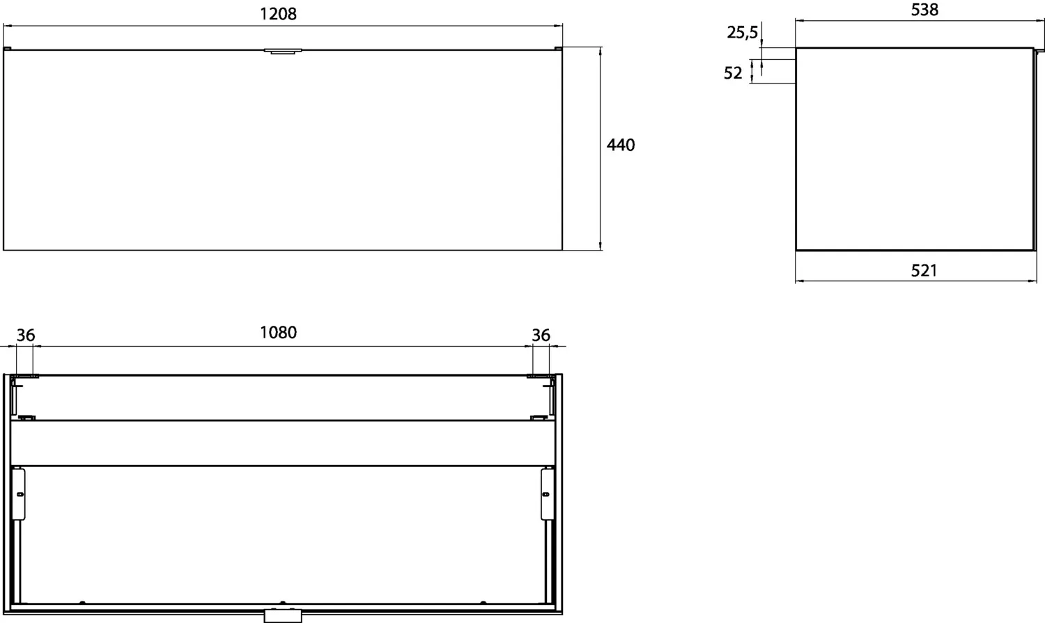 Waschtisch-Unterschrank evo 1208x440x522 mm, optiwhite