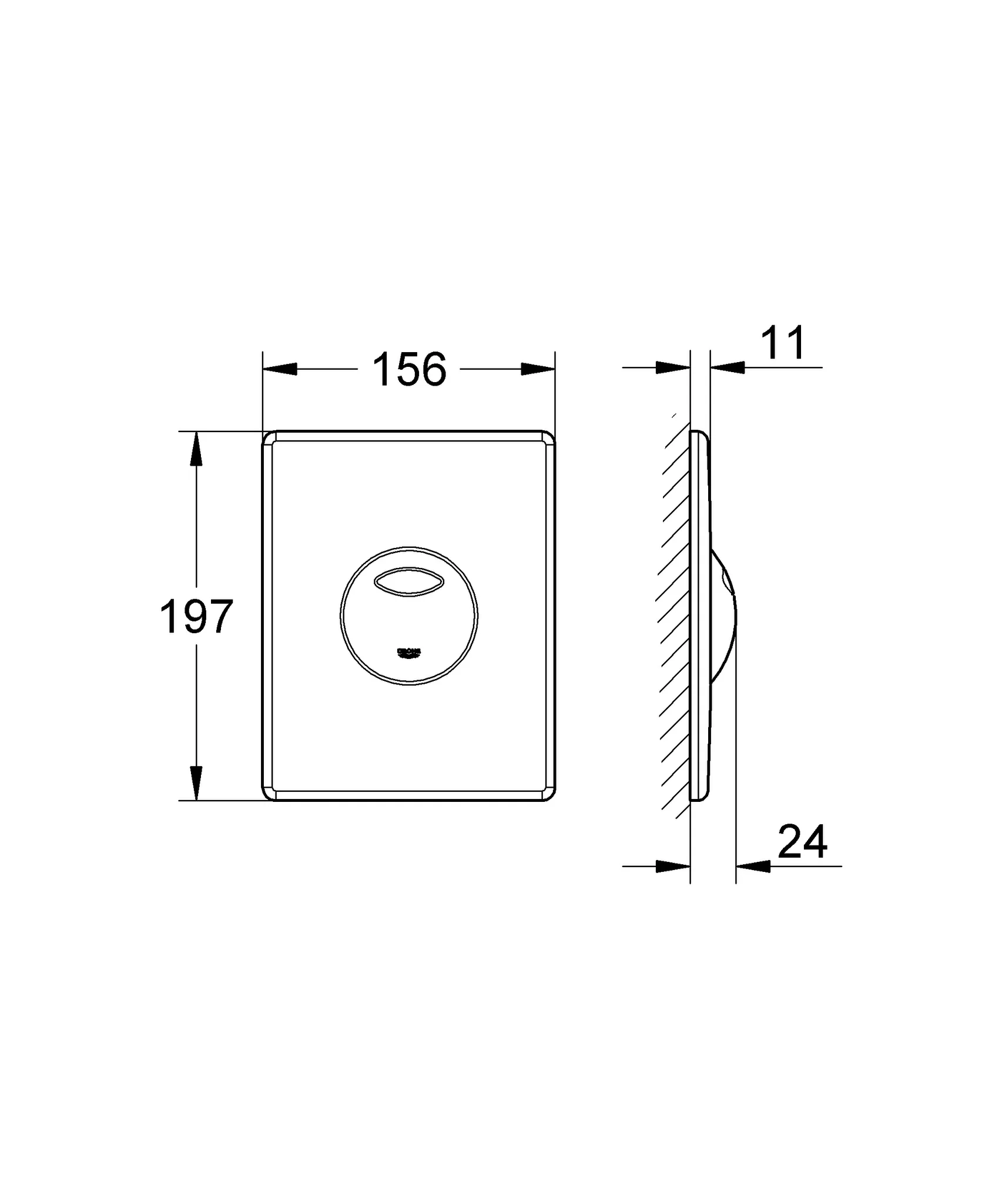 WC-Betätigung Skate 38862, 2-Mengen- und Start & Stopp-Betätigung, 156 x 197 mm, senkrechte und waagerechte Montage, alpinweiß WC-Betätigung Skate 38862, 2-Mengen- und Start & Stopp-Betätigung, 156 x 197 mm, senkrechte und waagerechte Montage, alpinweiß