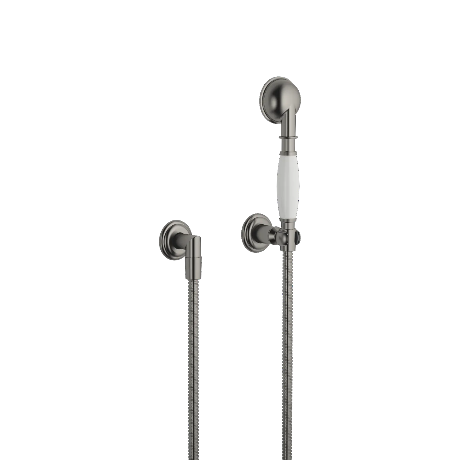 Dornbracht Madison Schlauchbrausegarnitur mit Einzelrosetten FlowReduce Dark Platinum gebürstet