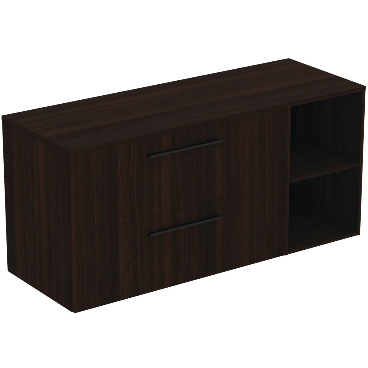 Möbel-Set 140cm i.life B 2 Auszüge 2 offene Fächer Griff Schwarz Weiß matt