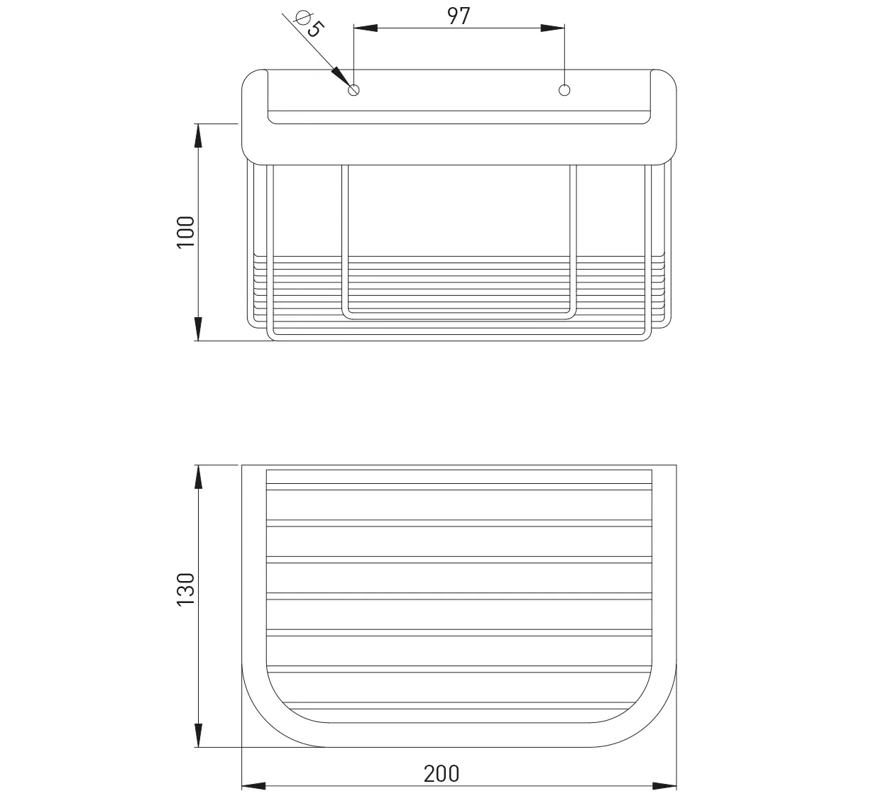 ASW Schwammkorb chrom geschlossen 200x130mm