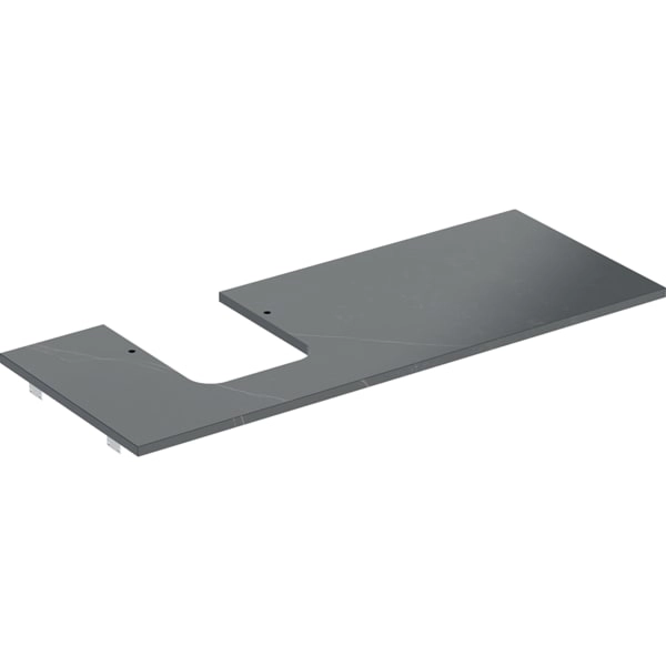 Geberit ONE Waschtischplatte mit Ausschnitt, Steinzeug, schwarz Marmoroptik matt, 119 x 47,3 cm, Höhe 2 cm, Wanneneinbaumaß 22,3 cm, für Aufsatzwaschtisch Schalenform Geberit ONE Waschtischplatte mit Ausschnitt, Steinzeug, schwarz Marmoroptik matt, 119 x 47,3 cm, Höhe 2 cm, Wanneneinbaumaß 22,3 cm, für Aufsatzwaschtisch Schalenform