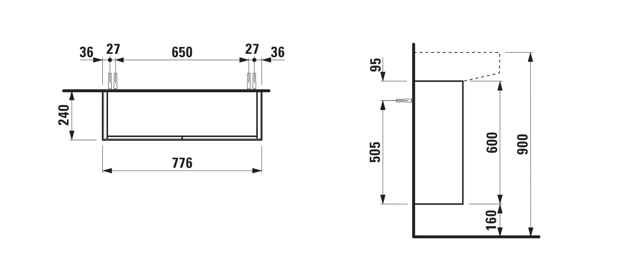 Laufen Waschtischunterbau „SONAR“ 240 × 600 × 775 mm Kupfer