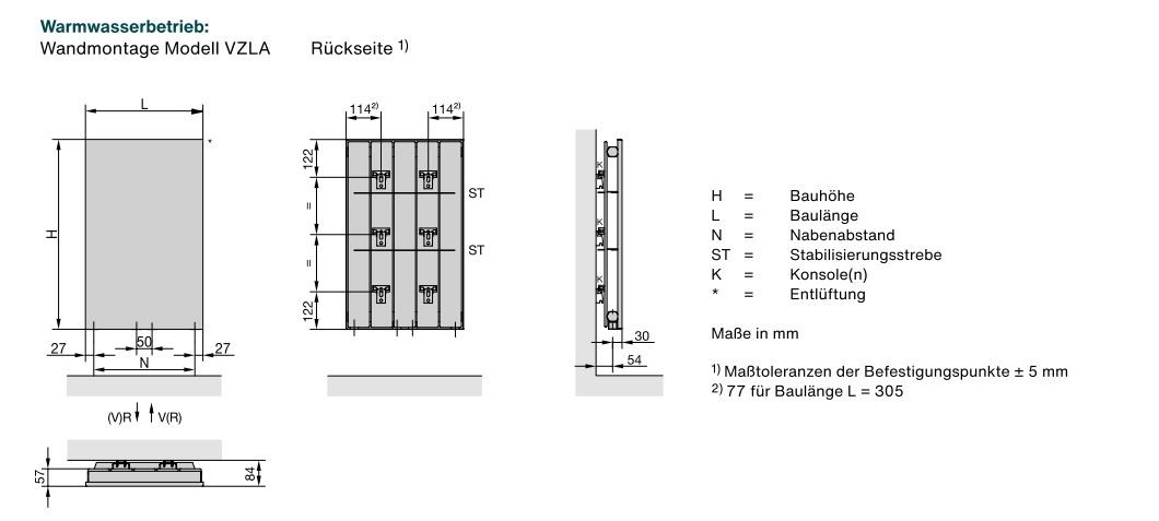 Zehnder Design-Heizkörper Warmwasserbetrieb Ausführung einlagig mit Lamellen „Arteplano“ 52,7 × 161,3 cm in Grey Aluminium (glänzend)