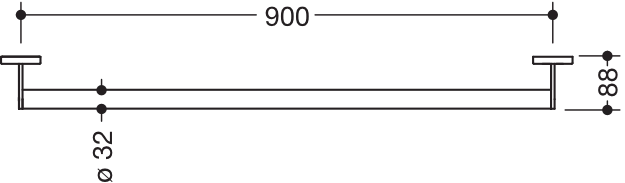 Haltegriff des Systems 900, Edelstahl, PVD, Achsmaß 900 mm, D: 32 mm, in Farbe CK (messing glänzend)