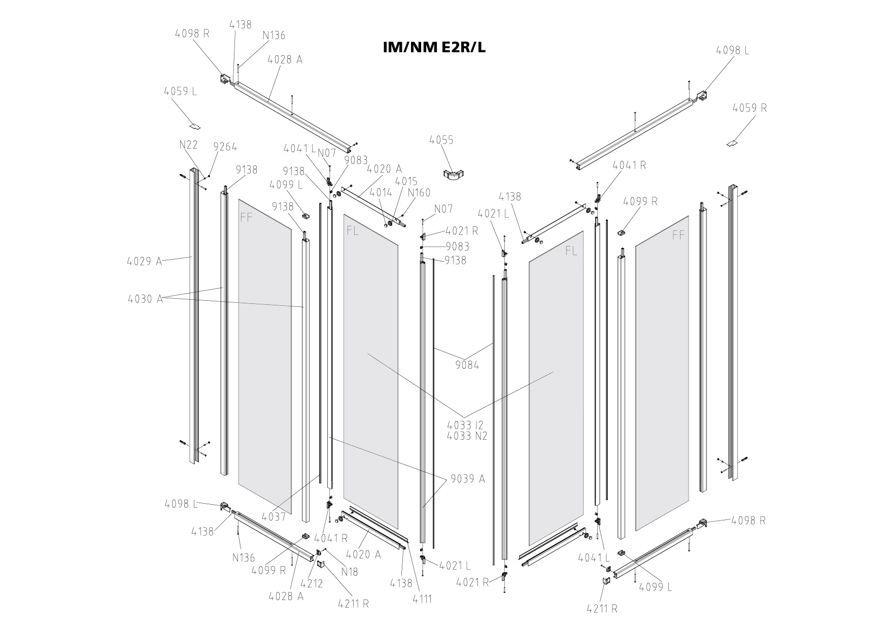 Kermi Duschtür Eckeinstieg 2-teilig (Gleittüren bodenfrei) Halbteil rechts „IBIZA 2000“ 75 × 200 cm Glas Klar, Profile Silber Mattglanz, Schiebetür zweiteilig