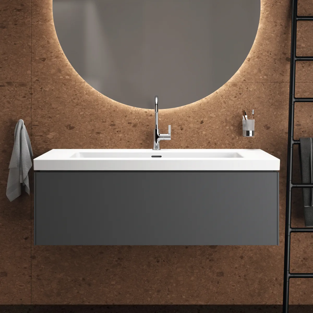 Waschbecken „Extra“ 121 × 51 × 15 cm, Hahnlochposition mittig in Seidenweiß Waschbecken „Extra“ 121 × 51 × 15 cm, Hahnlochposition mittig in Seidenweiß