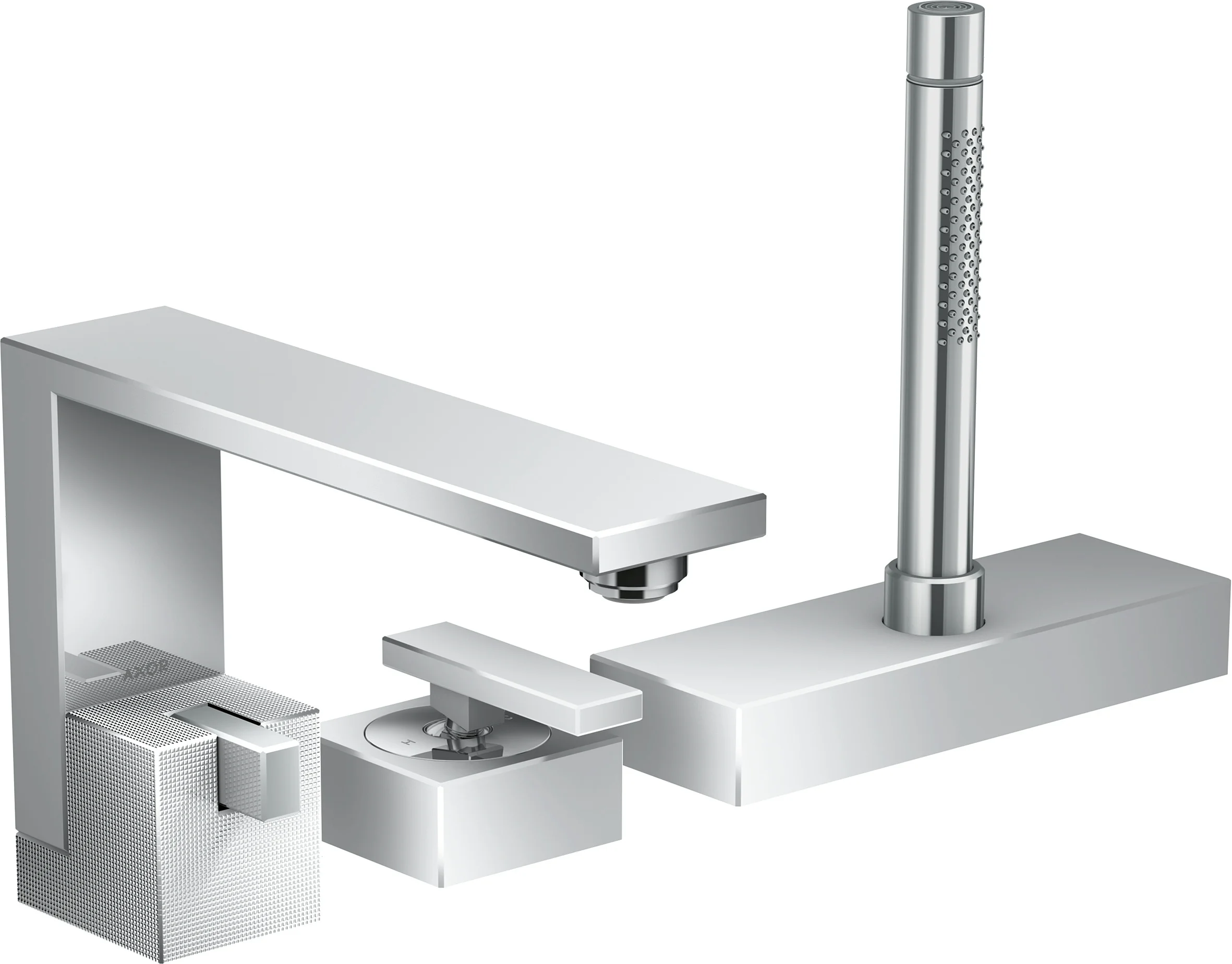 Hansgrohe AXOR Edge 3-Loch Wannenrandmischer, Diamantschliff Chrom, Ausladung 210 mm, Keramikmischsystem, für Durchlauferhitzer geeignet Hansgrohe AXOR Edge 3-Loch Wannenrandmischer, Diamantschliff Chrom, Ausladung 210 mm, Keramikmischsystem, für Durchlauferhitzer geeignet
