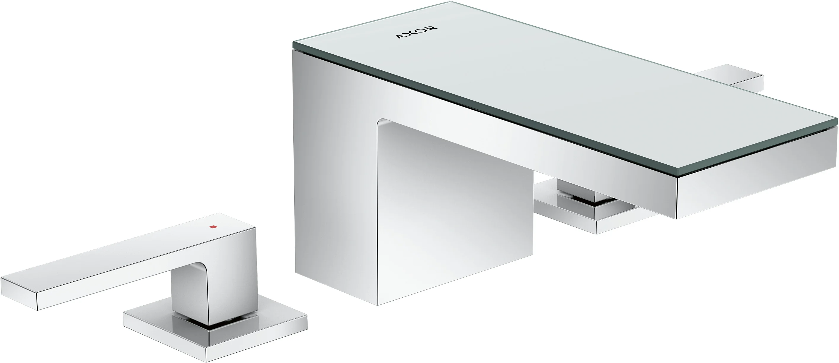 Hansgrohe AXOR MyEdition 3-Loch Waschtischarmatur in Chrom, Ausladung 151 mm, Auslaufhöhe 70 mm, Hebelgriff, PowderRain Strahlart, max. Durchfluss 5 l/min