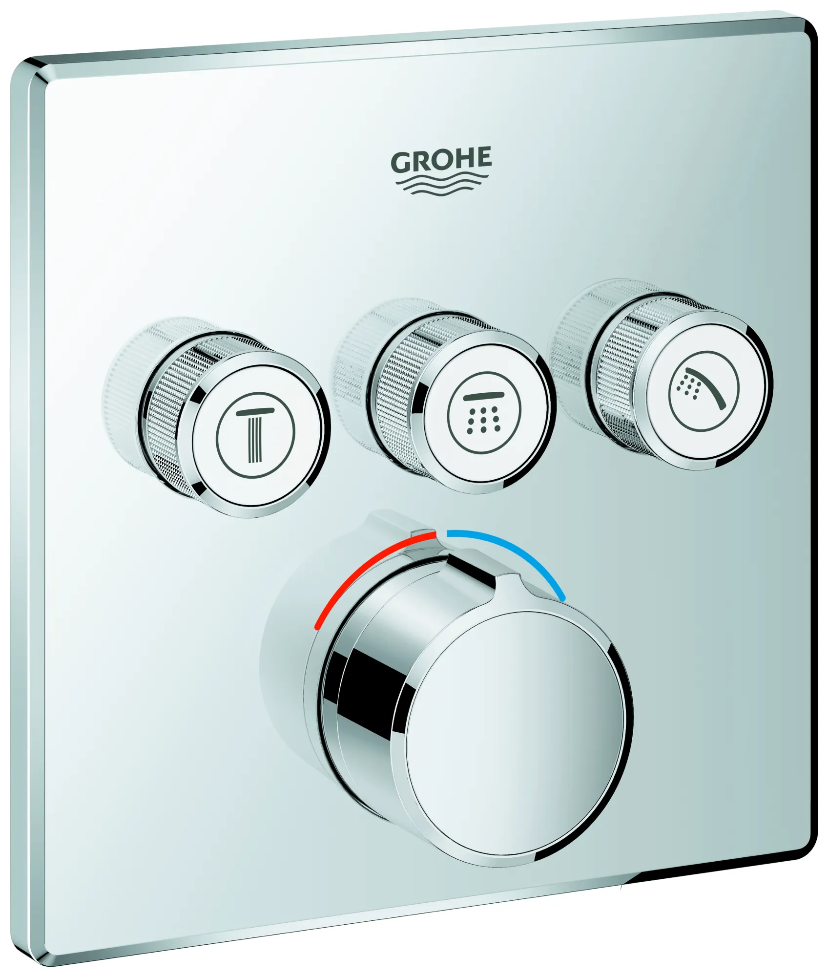 Unterputzmischer SmartControl 29149, mit 3 Absperrventilen, Fertigmontageset für Rapido SmartBox, Wandrosette eckig, chrom Unterputzmischer SmartControl 29149, mit 3 Absperrventilen, Fertigmontageset für Rapido SmartBox, Wandrosette eckig, chrom