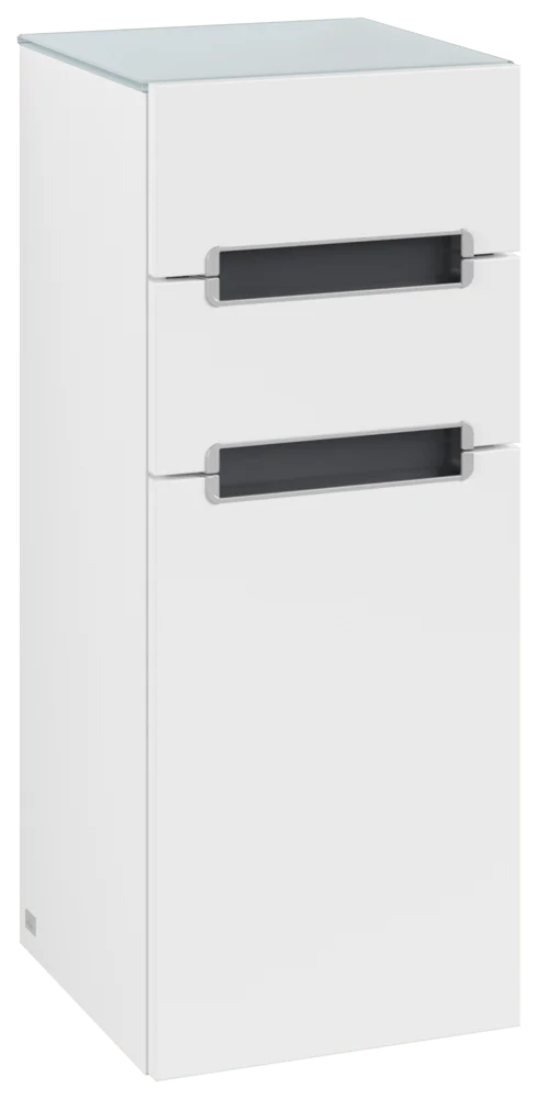 Villeroy & Boch Subway 2.0 Seitenschrank A7131S, 356x857x370mm, 1 Tür, 2 Schubladen, White Matt / Glass White
