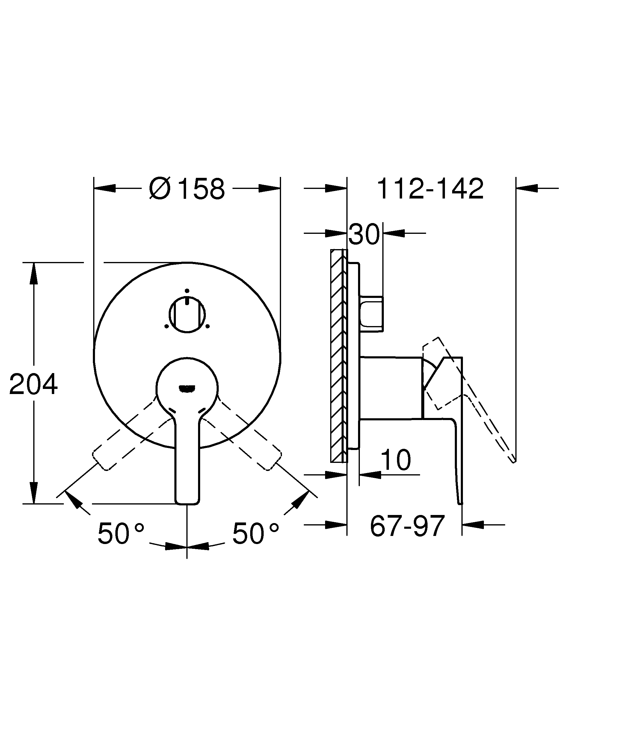 Einhandbatterie Lineare 24095_1, mit 3-Wege Umstellung, Fertigmontageset für Rapido SmartBox, chrom