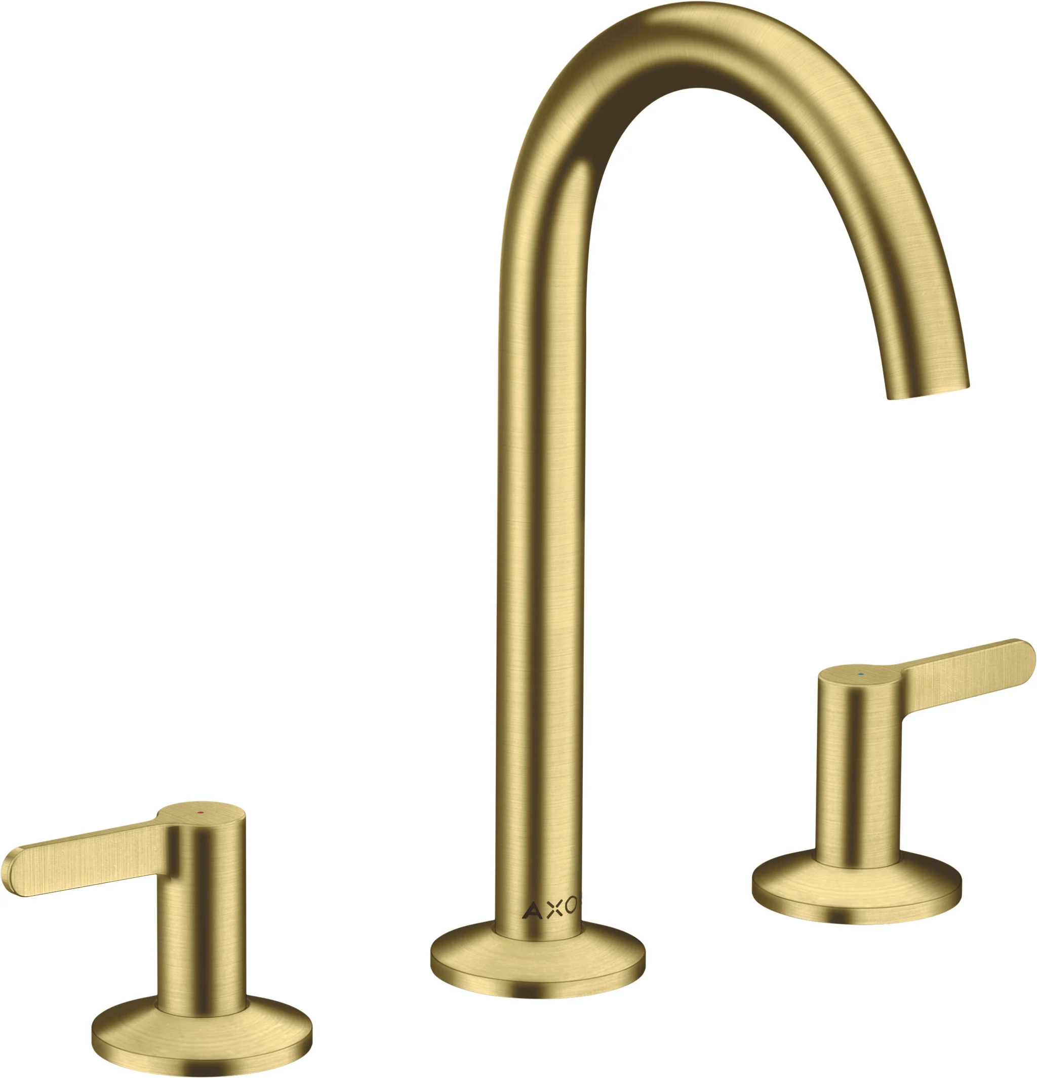 Hansgrohe AXOR One 3-Loch Waschtischarmatur 170 mit Hebelgriffen und Push-Open Ablaufgarnitur, Brushed Brass Hansgrohe AXOR One 3-Loch Waschtischarmatur 170 mit Hebelgriffen und Push-Open Ablaufgarnitur, Brushed Brass