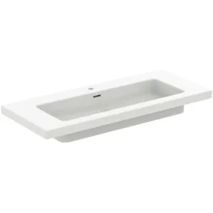 Waschbecken „Extra“ 121 × 51 × 15 cm, Hahnlochposition mittig in Seidenweiß Waschbecken „Extra“ 121 × 51 × 15 cm, Hahnlochposition mittig in Seidenweiß