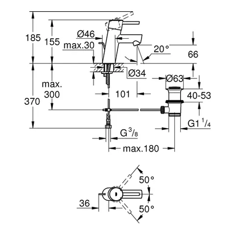 Grohe Concetto Einhand-Waschtischbatterie, S-Size, Einlochmontage, chrom Grohe Concetto Einhand-Waschtischbatterie, S-Size, Einlochmontage, chrom