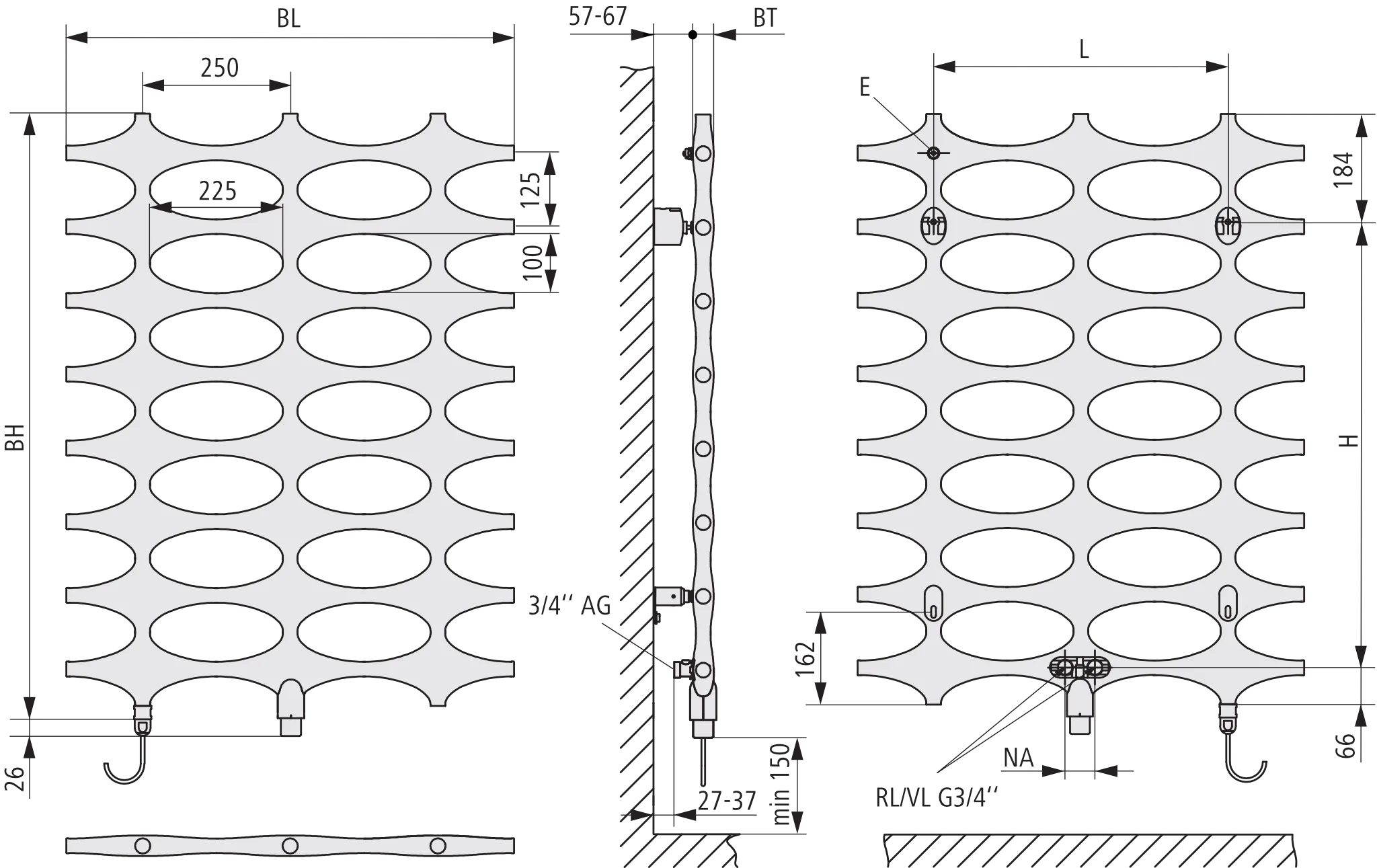 Kermi Design-Heizkörper „Ideos®-V“ Elektro-Zusatzbetrieb 50,8 × 115,1 cm in Weiß