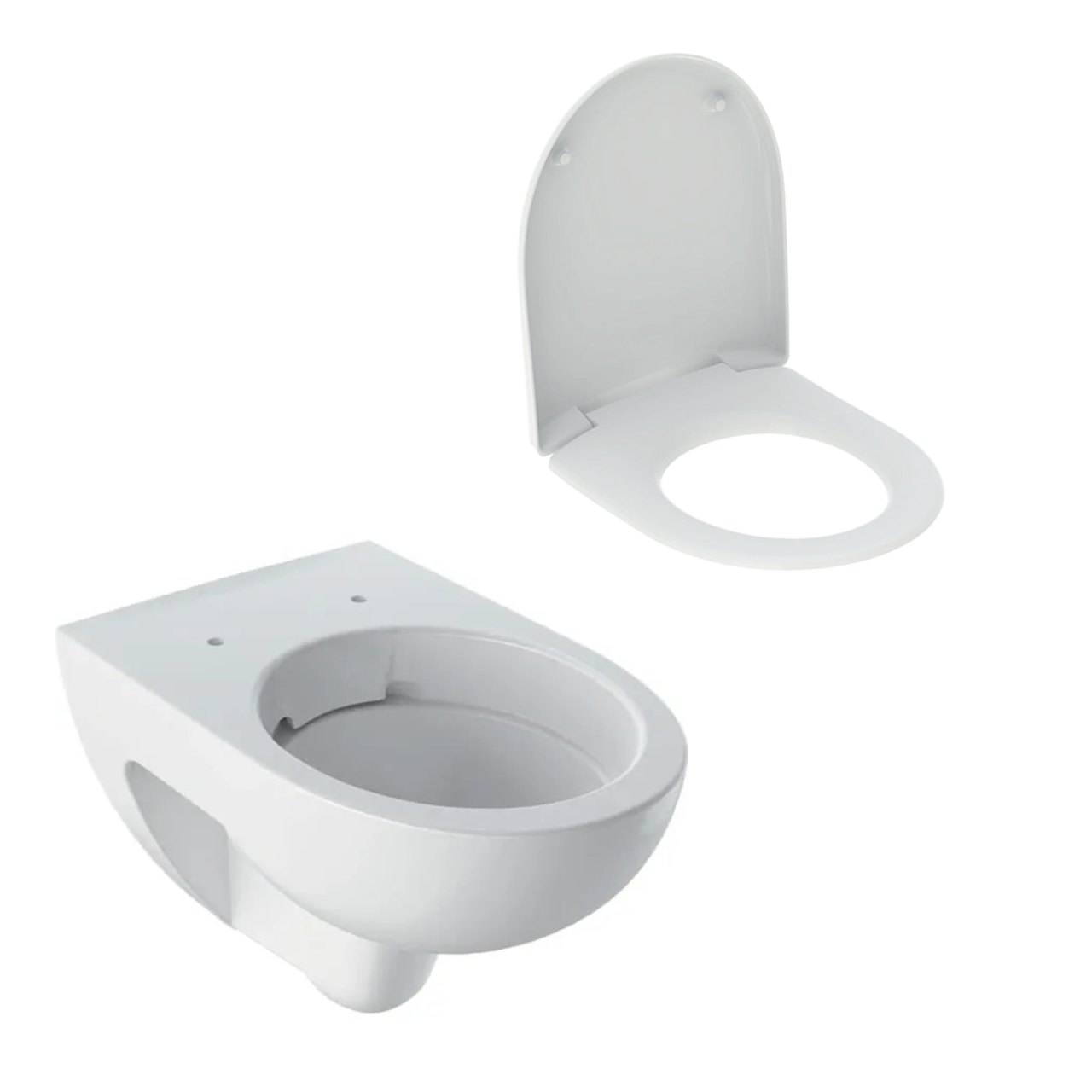 Set Wand-WC Geberit Rimfree Tiefspüler mit KeraTect-Beschichtung mit WC-Sitz Renova