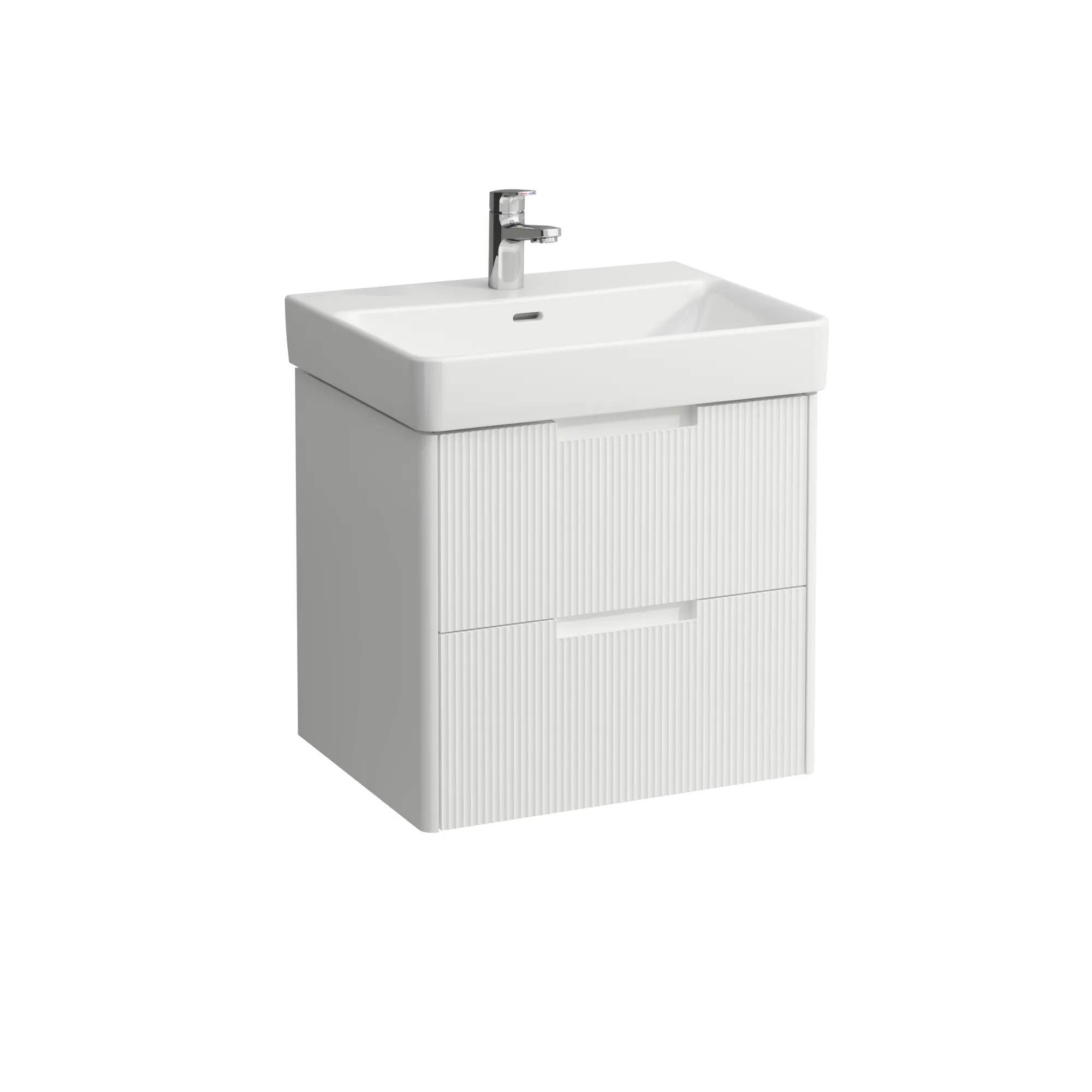 Waschtischunterbau JUNA für PRO S 446x572x515 2 Schubladen mit Griffmulde für Waschtisch H810963 weiß matt