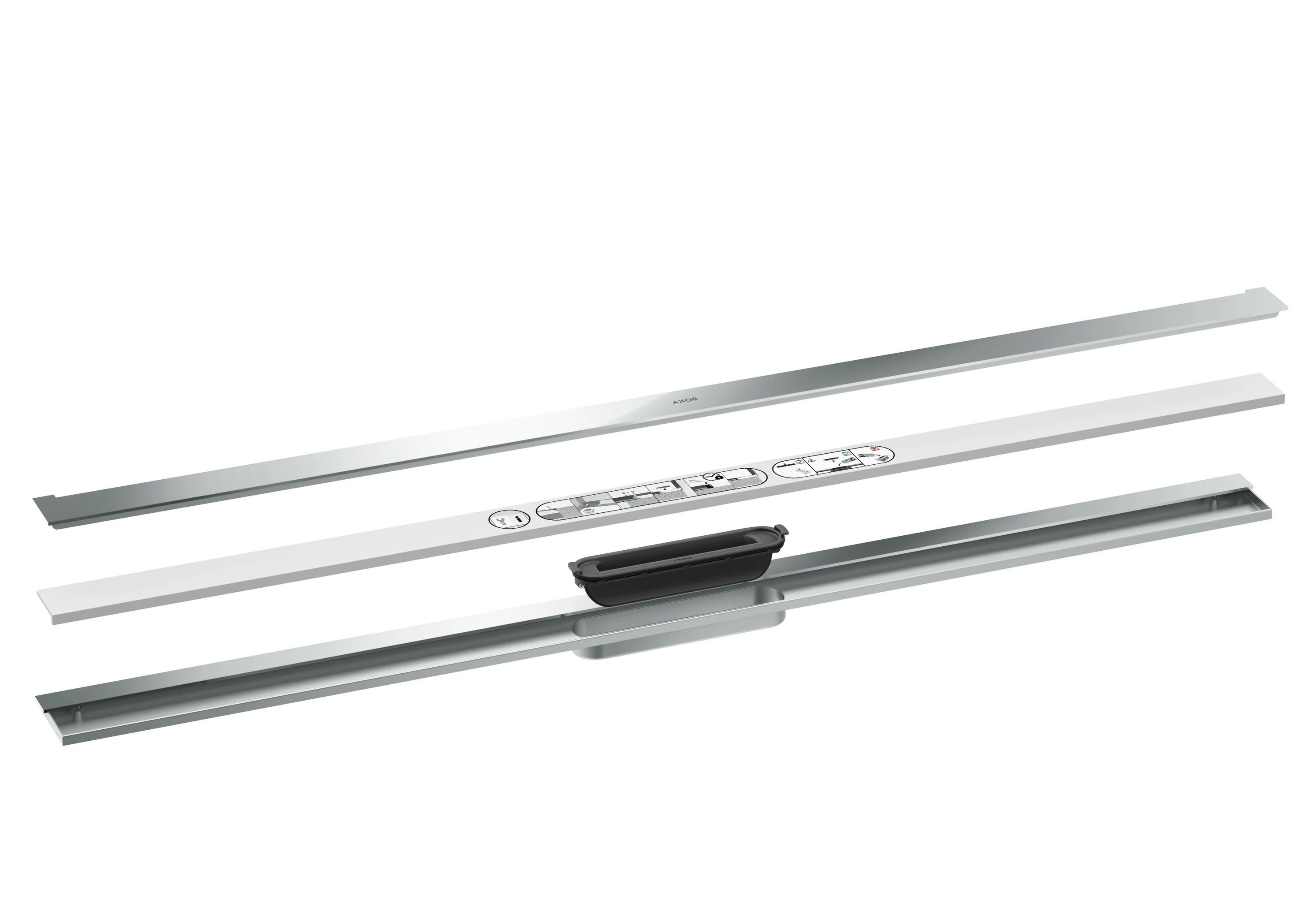 Hansgrohe AXOR Drain Fertigset Duschrinne 1200 mm wandangebunden Chrom Edelstahl V2A (1.4301) Hansgrohe AXOR Drain Fertigset Duschrinne 1200 mm wandangebunden Chrom Edelstahl V2A (1.4301)