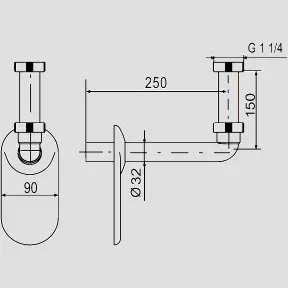 SANIT Anschlussbogen+Ros. G1 1/4x250x32 SANIT Anschlussbogen+Ros. G1 1/4x250x32