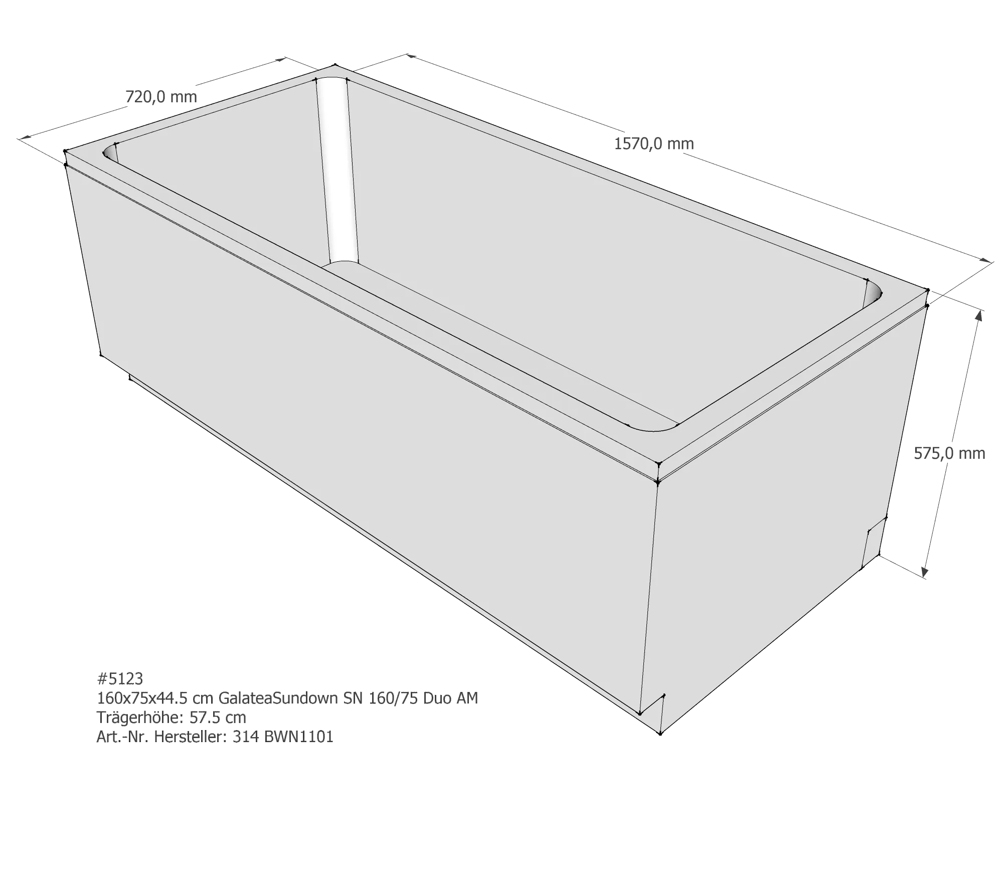 Badewannenträger für Galatea Sundown 160 × 75 × 44,5 cm Badewannenträger für Galatea Sundown 160 × 75 × 44,5 cm