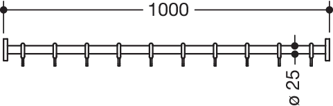 HEWI Duschvorhangstange „System 900“ 7 × 100 cm