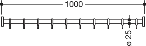 VH-Stange, d:25, L:1000, 10 Ringe, pulverbeschichtet weiß tiefmatt VH-Stange, d:25, L:1000, 10 Ringe, pulverbeschichtet weiß tiefmatt