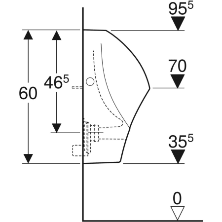 Urinal trigonal „Renova“, Zulauf von oben, Befestigung verdeckt, ohne Zielobjekt 33 × 60 × 30 cm in weiß alpin Urinal trigonal „Renova“, Zulauf von oben, Befestigung verdeckt, ohne Zielobjekt 33 × 60 × 30 cm in weiß alpin
