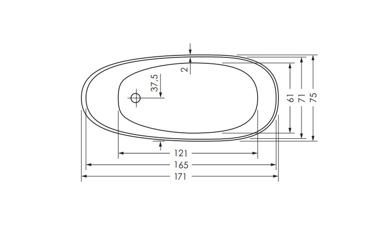 repaBAD Badewanne „Napoli F“ freistehend oval 171 × 75 cm