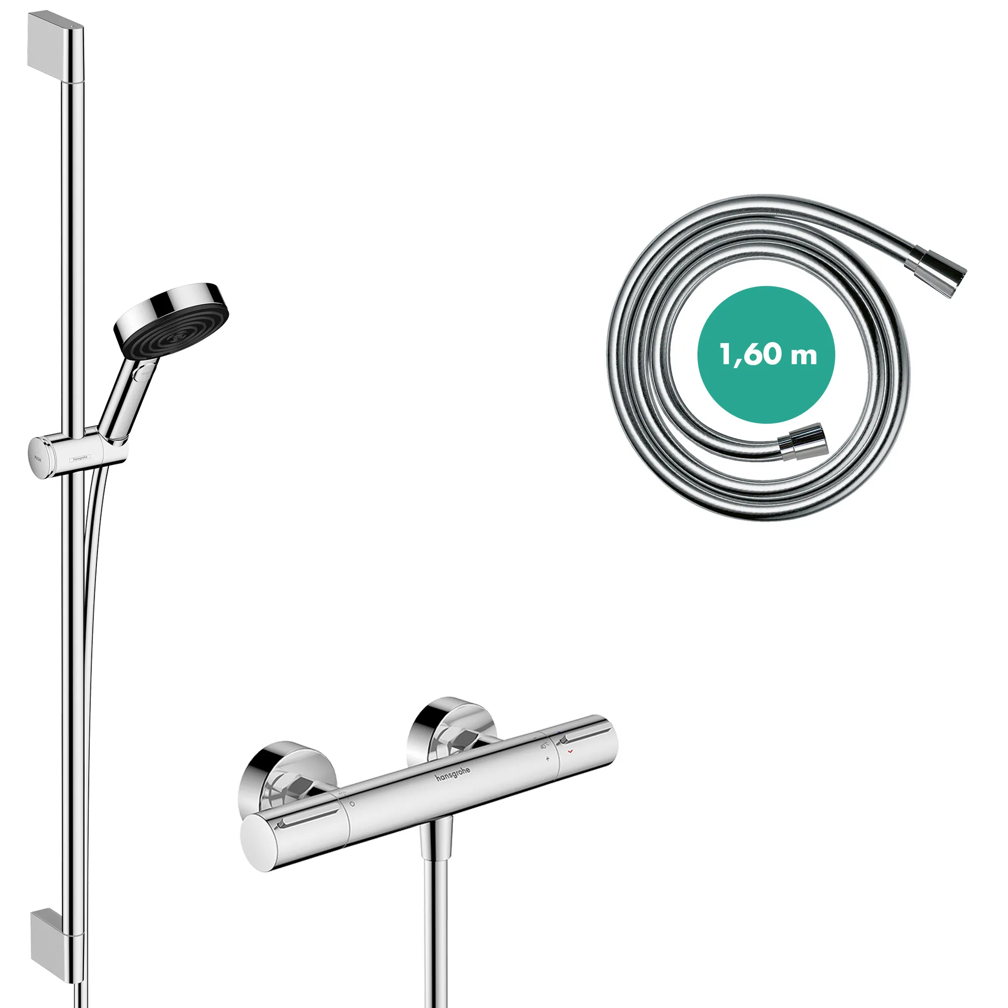 Gleitstangekombination „Pulsify Select S“, Befestigung verdeckt in Chrom