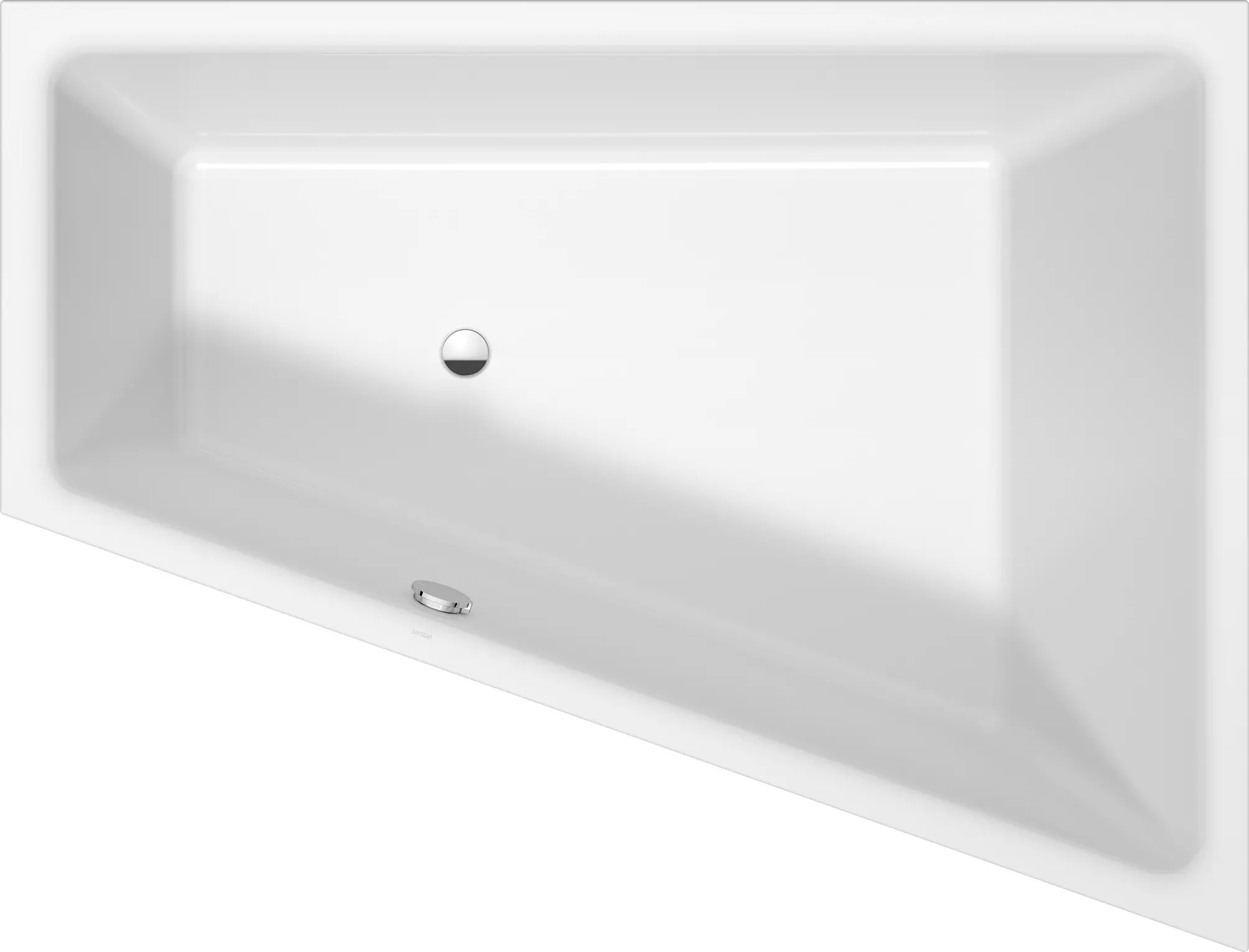 Badundu Badewanne trapez 1700 × 1300 mm, Mittelablauf