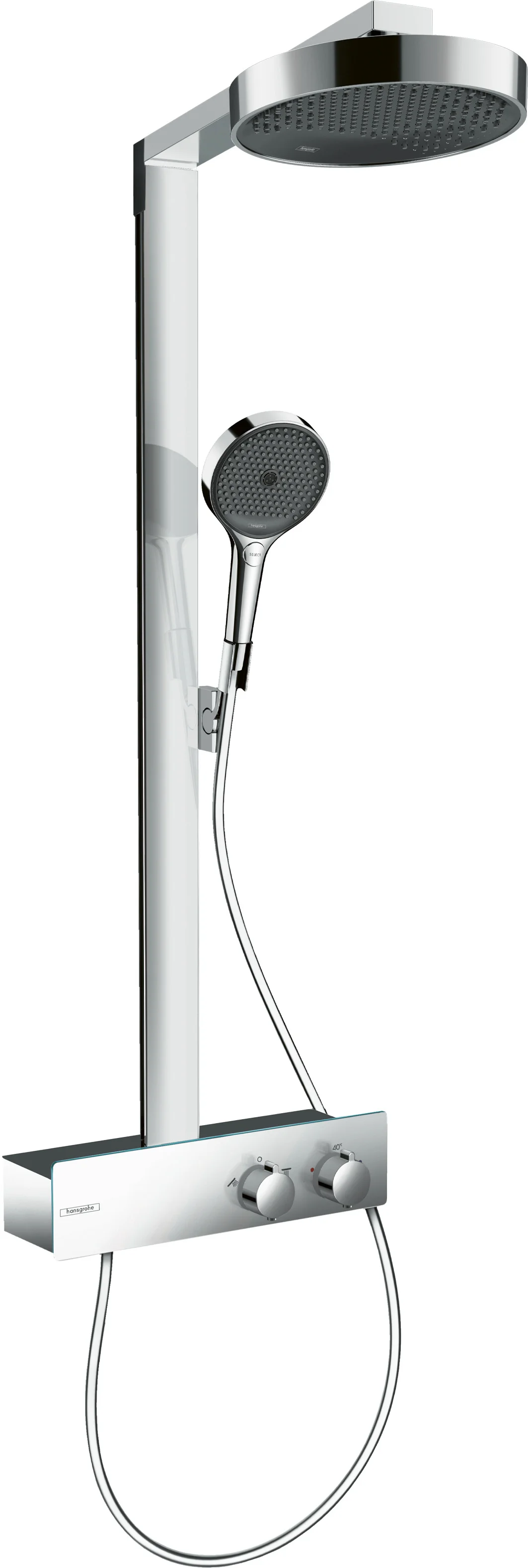 Hansgrohe Rainfinity Showerpipe 350 mit Kopfbrause 250 EcoSmart chrom, Aufputzinstallation, DN15, 8,2 l/min Durchfluss