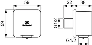 Wandanschlussbogen Idealrain, eckige Rosette, für Brauseschlauch G1/2, Brushed Gold Wandanschlussbogen Idealrain, eckige Rosette, für Brauseschlauch G1/2, Brushed Gold