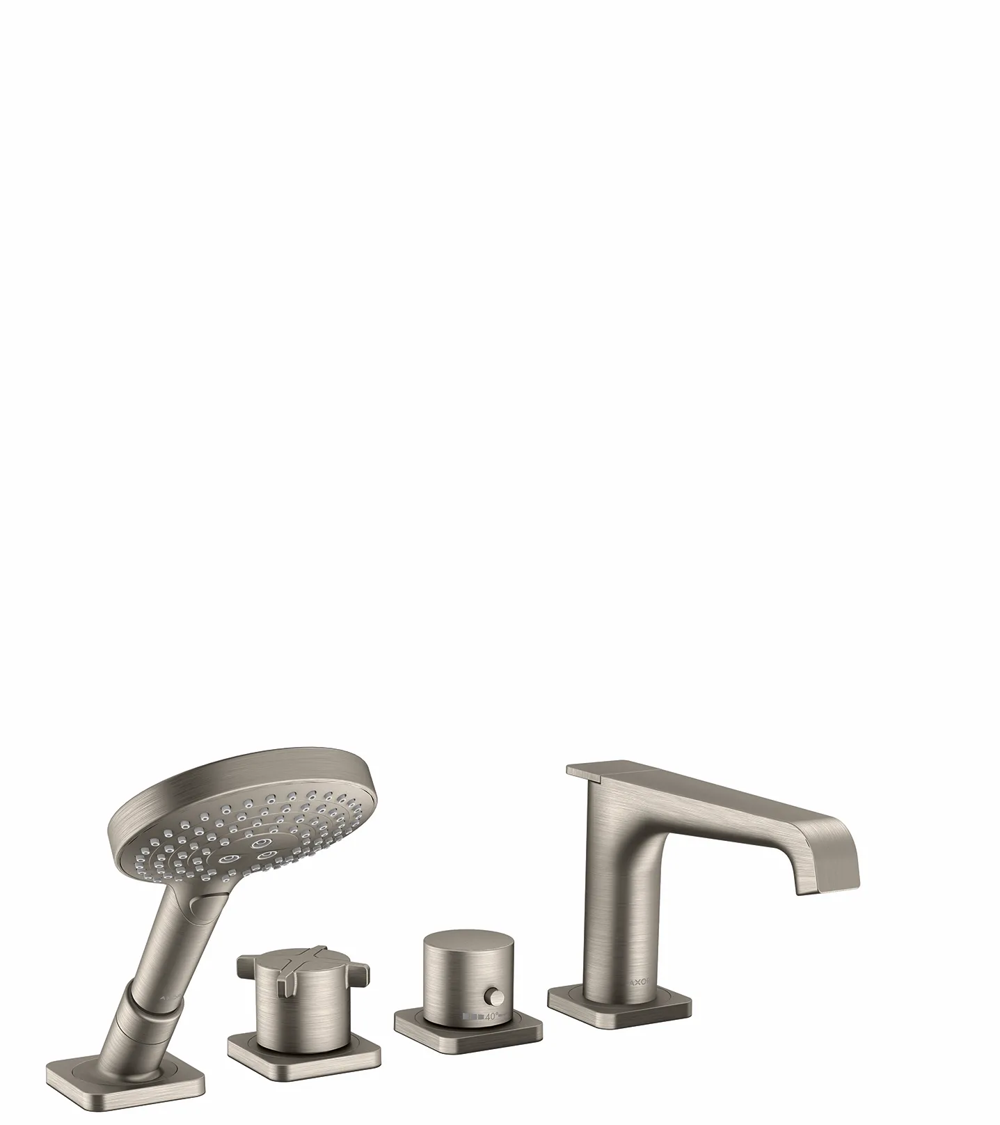 Hansgrohe AXOR Citterio E Mischer, Edelstahl Optic, 4-Loch Wannenrandarmatur mit Thermostat