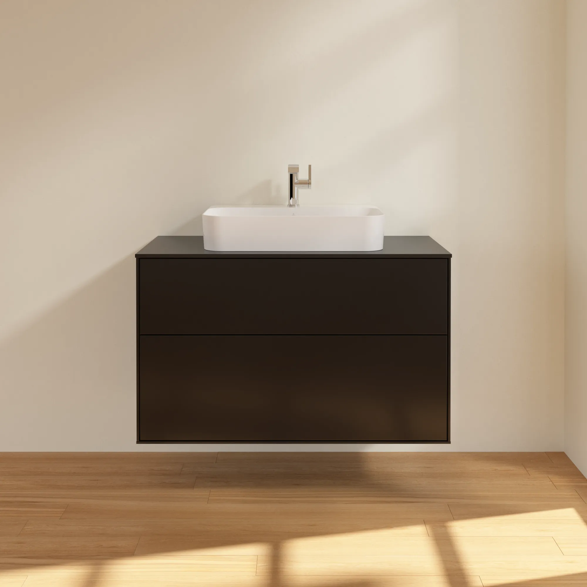 Villeroy & Boch Waschbeckenunterschrank Finion F35, 1000x603x501 mm, Black Matt Lacquer, mit SoftClosing und Push-to-open Funktion Villeroy & Boch Waschbeckenunterschrank Finion F35, 1000x603x501 mm, Black Matt Lacquer, mit SoftClosing und Push-to-open Funktion