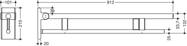 HEWI Toilettenstütze „System 900“, Befestigung verdeckt HEWI Toilettenstütze „System 900“, Befestigung verdeckt
