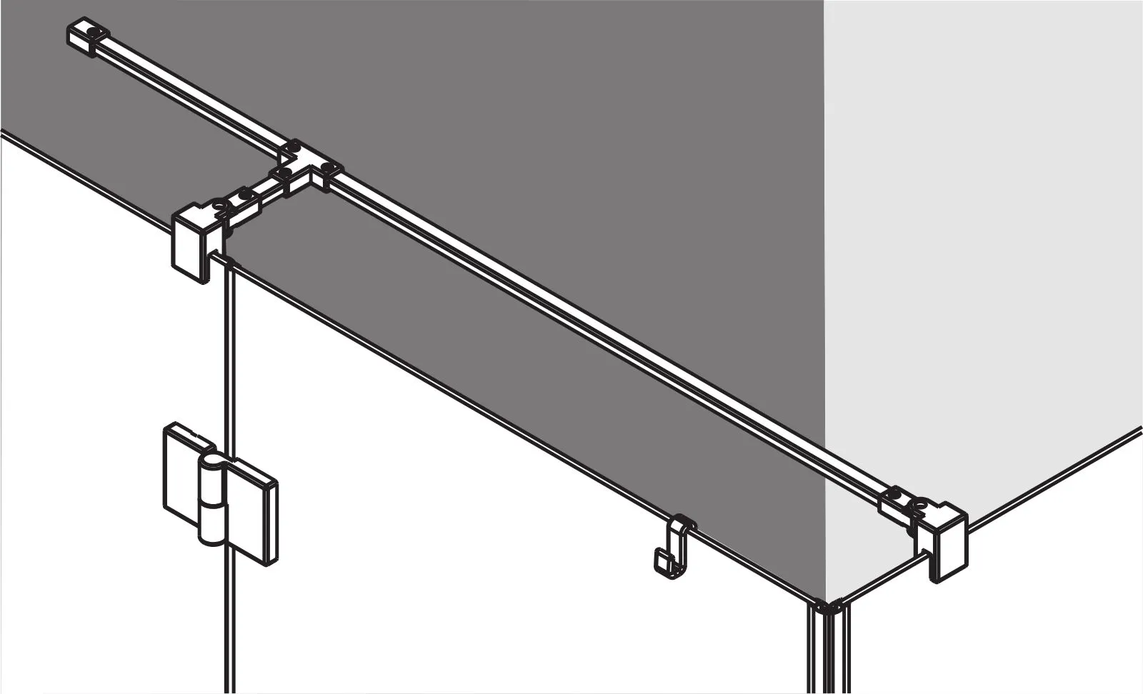 Kermi Duschdesign Stabilisierung „LIGA“ 1200 mm in Silber Hochglanz, Profile Weiß (RAL 9016)