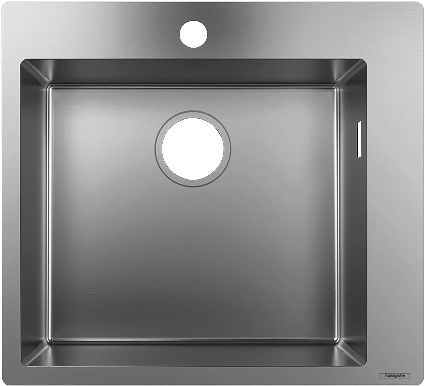 Hansgrohe S71 Einbauspüle Edelstahl, 530 x 480 mm, 1 Hauptbecken, flach aufliegend oder flächenbündig