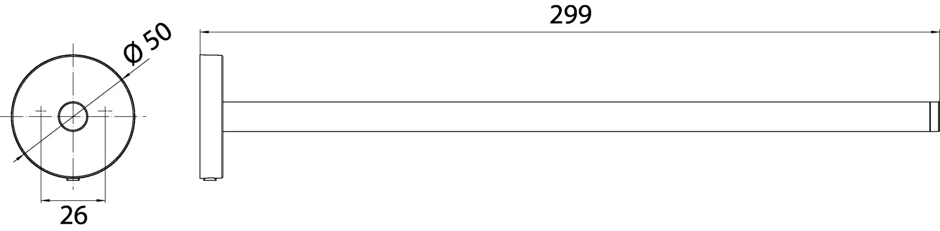 round Handtuchhalter starr 1-armig, 300 mm, schwarz round Handtuchhalter starr 1-armig, 300 mm, schwarz