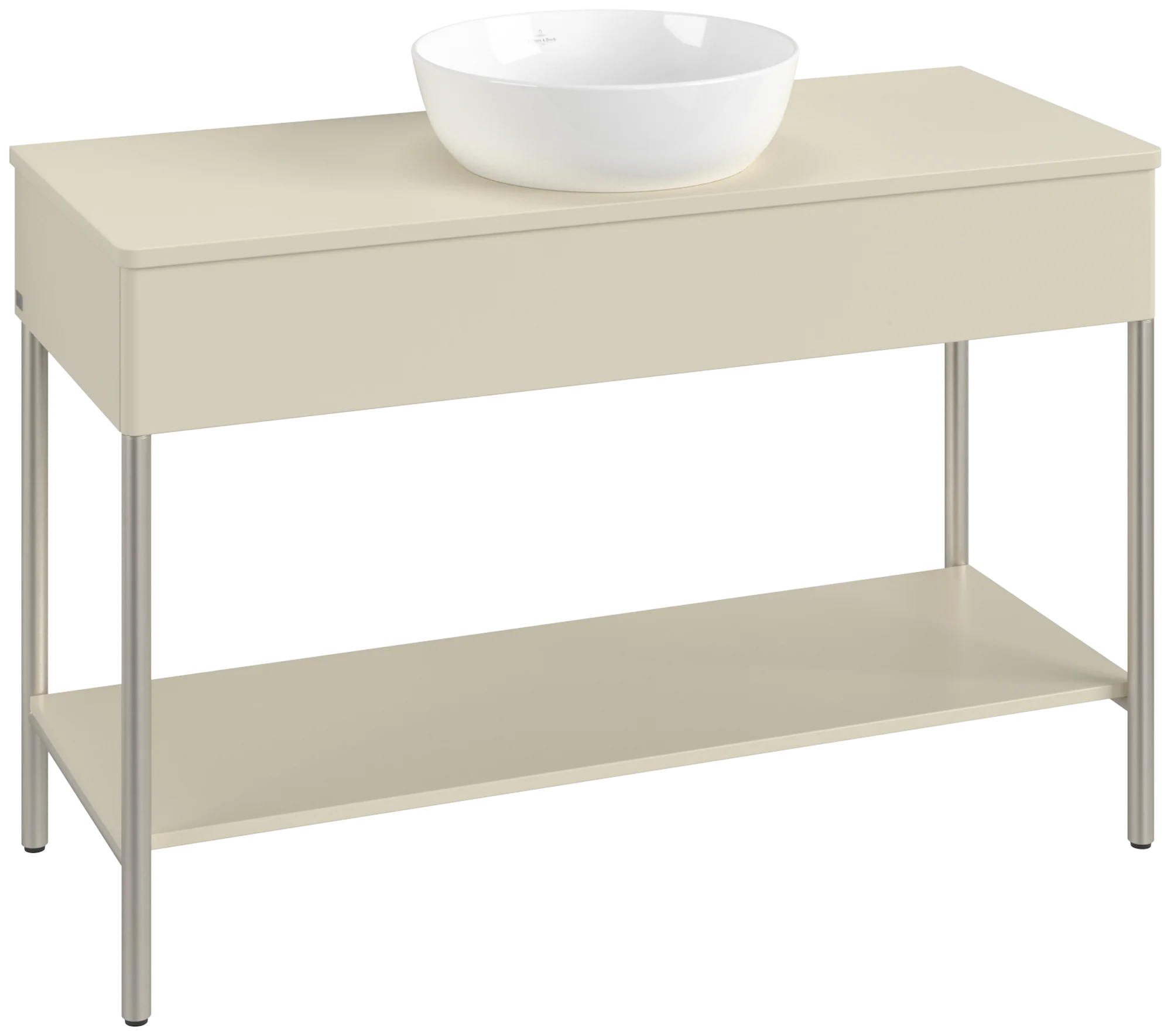 Villeroy & Boch Waschbeckenunterschrank Artis L65010HJ, Silk Grey Matt Lacquer, 1.200 x 782 x 500 mm, mit Metallgestell, Beleuchtung, Push-to-open Funktion, 1 Auszug, Raumsparsiphon