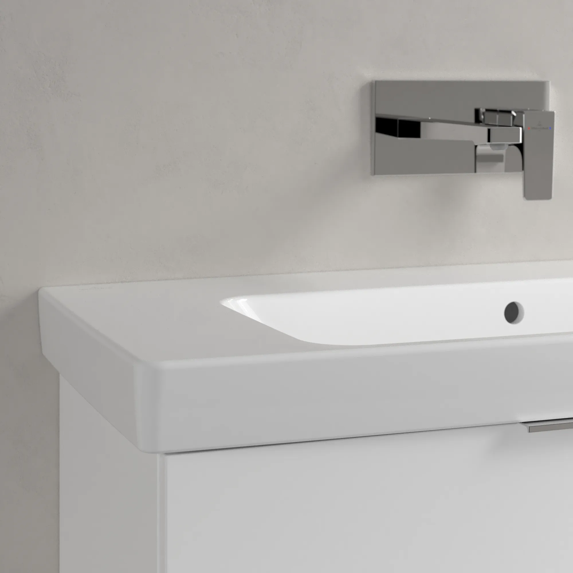 Villeroy & Boch Waschbecken „Architectura“ 1000 × 460 × 165 mm, ohne Hahnlochbohrung, für Becken mittig in Weiß Alpin Villeroy & Boch Waschbecken „Architectura“ 1000 × 460 × 165 mm, ohne Hahnlochbohrung, für Becken mittig in Weiß Alpin
