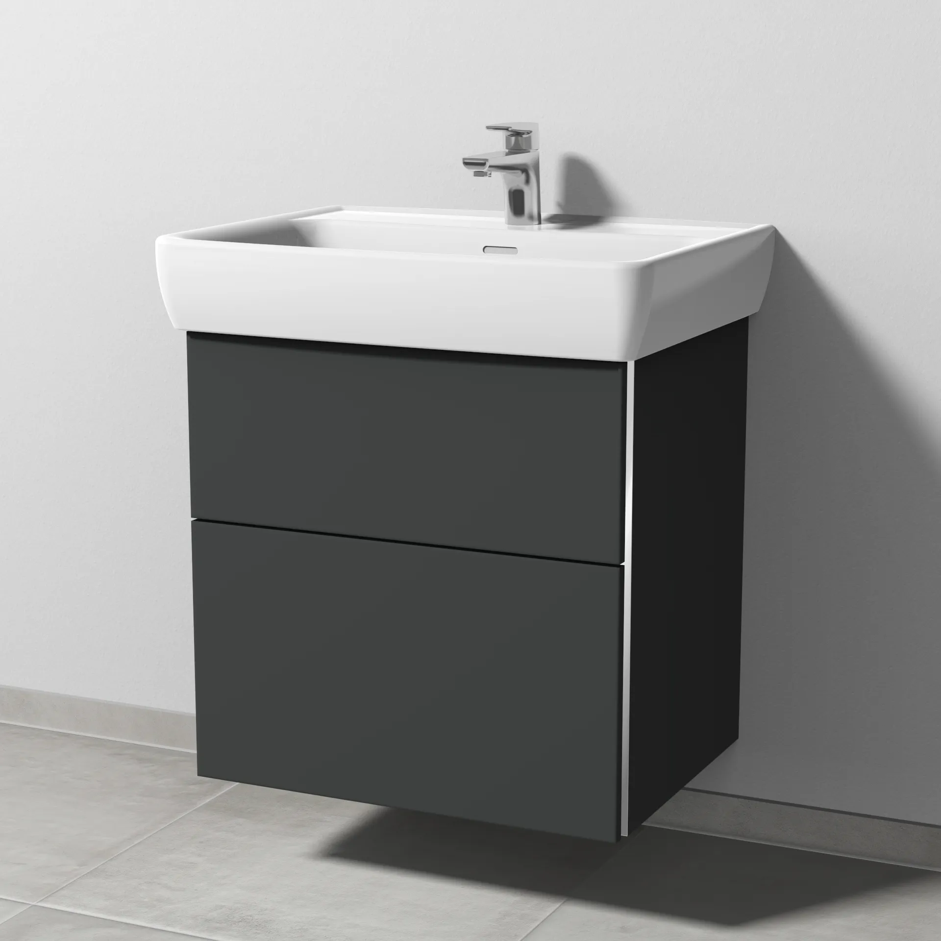Sanipa Waschtischunterschrank „3way“ passend zu Keramik-Waschtische Pro A von Laufen 580 × 588 × 447 mm in Graphit (matt)